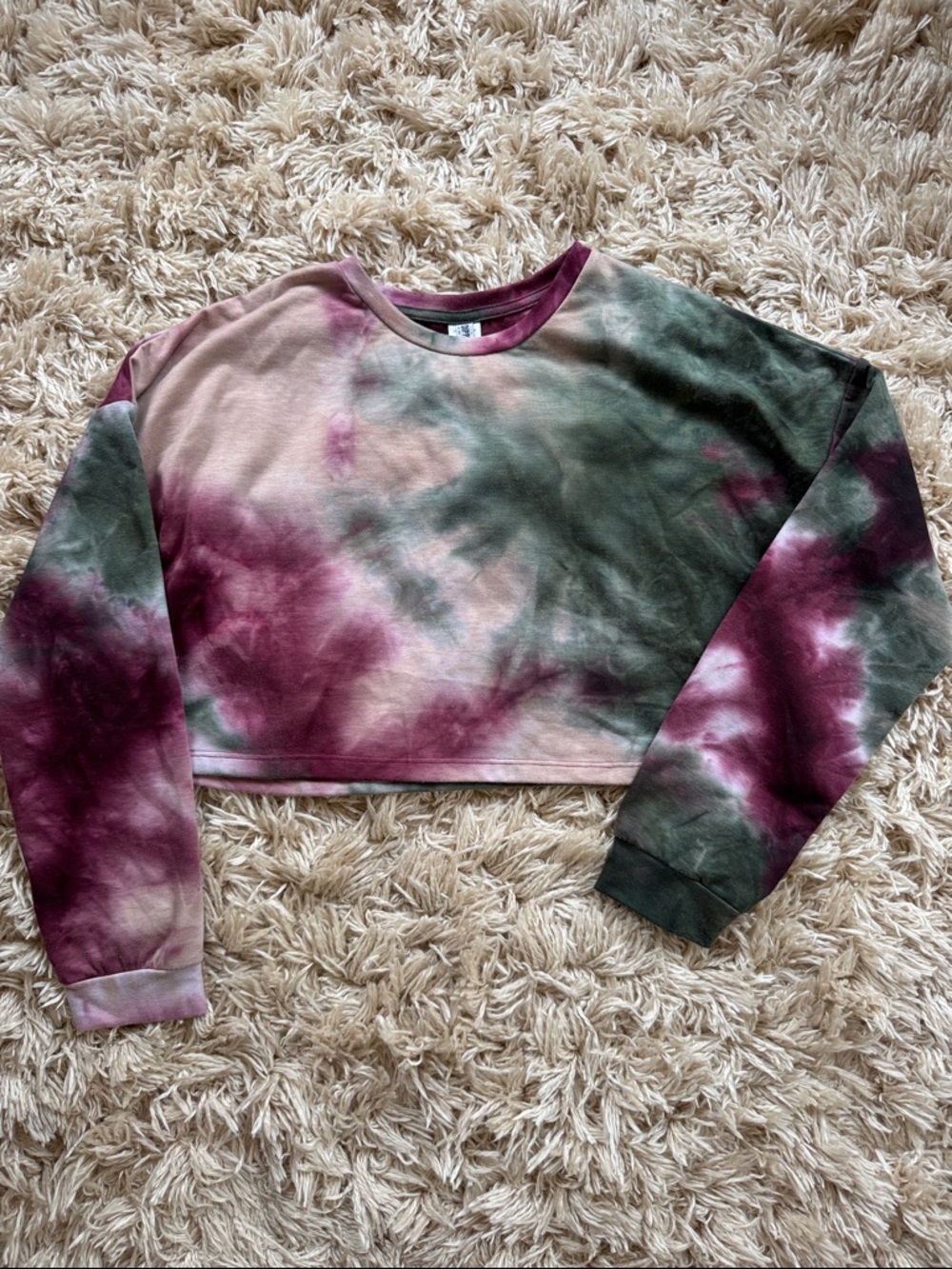 Dippin' Daisy's Pink, Green, Tie-Dye Long sleeve Crop Top L